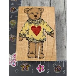 Hero Arts Tucker Bear G909 Heart Sweater Rubber Stamp Wood #i48